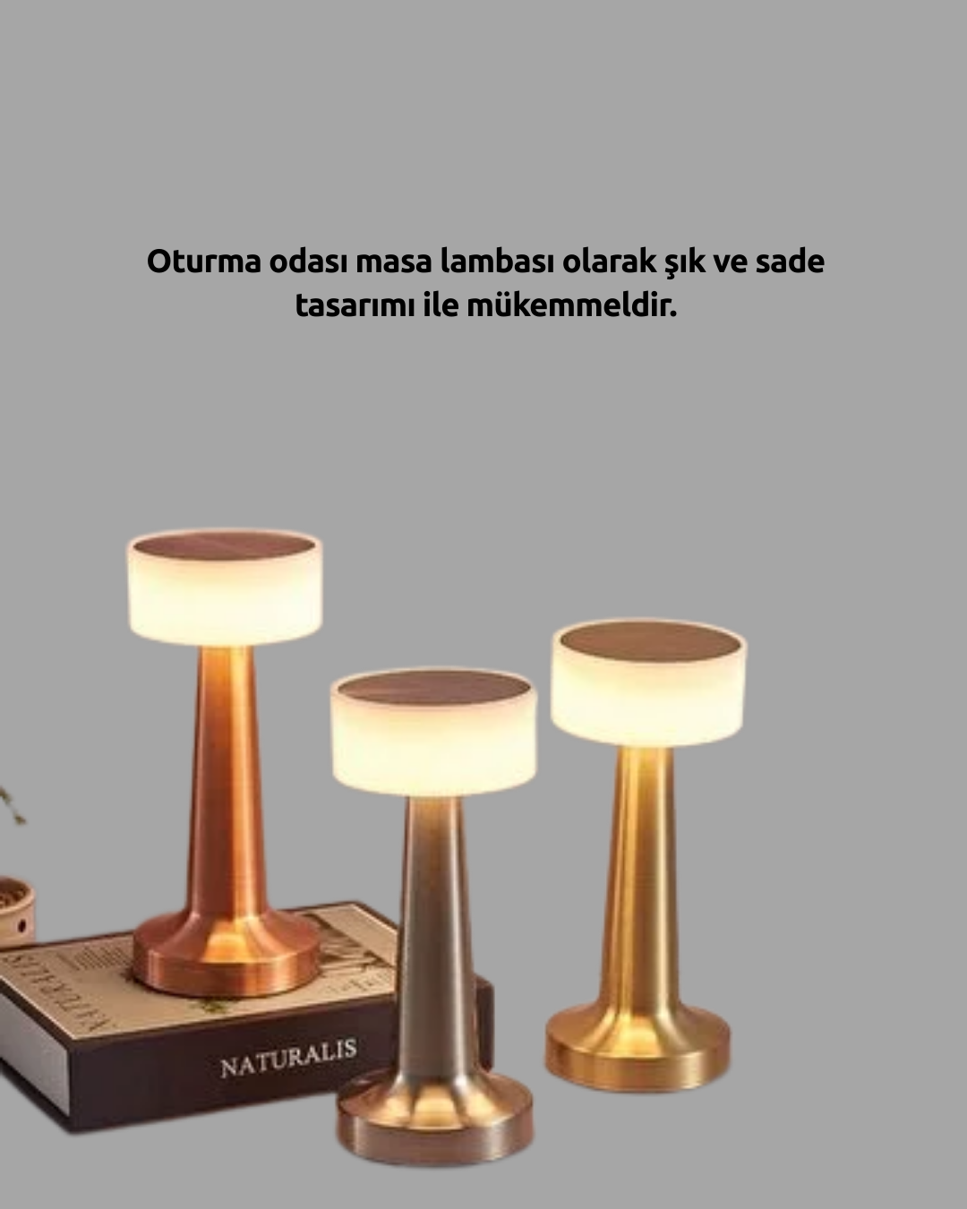 3 Kademeli Dokunmatik Başucu Lambası Pil ile Sağlam Kablosuz Tasarım