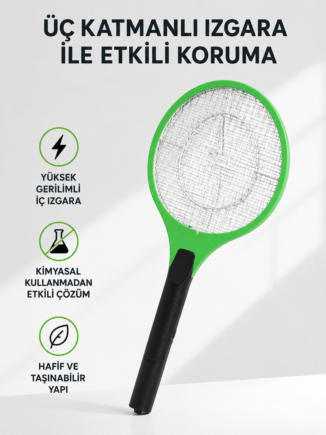 Yüksek Gerilimli Elektronik Sinek Raket – Sessiz, Kimyasız ve Güvenli Kullanım