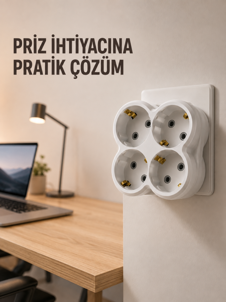 Tek Prizi 4’lü Yapan Priz Çoğaltıcı Direkt Prize Takılan Kablosuz Çoklayıcı