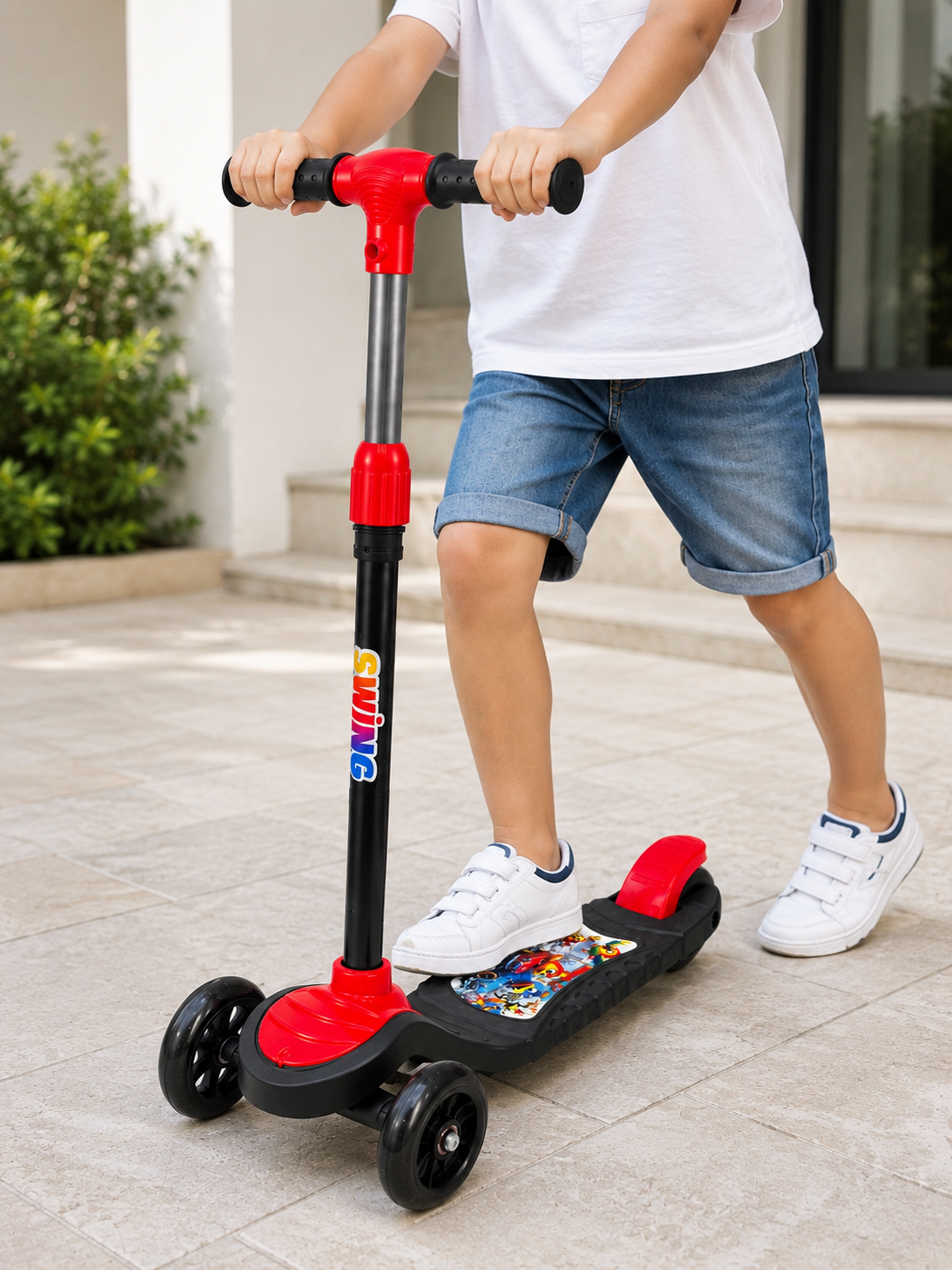 Çocuk Skuteri 3 Tekerlekli Geniş Basma Alanlı Ayarlanabilir Boy Scooter