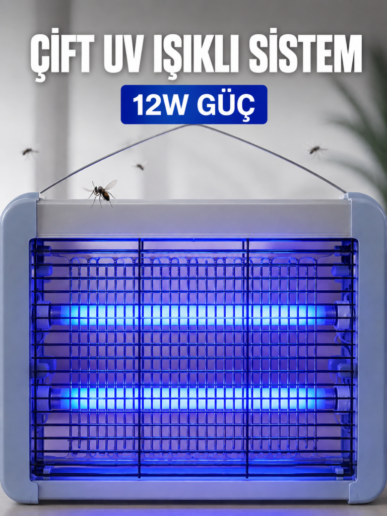 Elektrikli Sinek ve Sivrisinek Öldürücü 12W Çift UV Işıklı Böcek Lambası