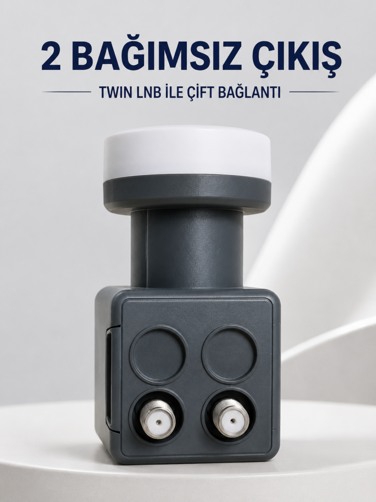 Çift Çıkışlı Twin LNB 4K Ultra HD Uyumlu Ku Band Uydu Anten Başlığı 0.1 dB
