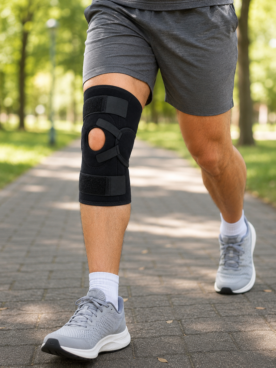 Açık Patella Ligamentli Dizlik Yan Destekli Esnek Ayarlanabilir Diz Desteği
