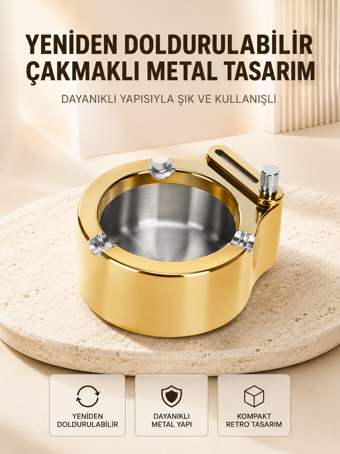 Duman ve Koku Giderici Hava Temizleyici Küllük 2 Katmanlı Filtreli