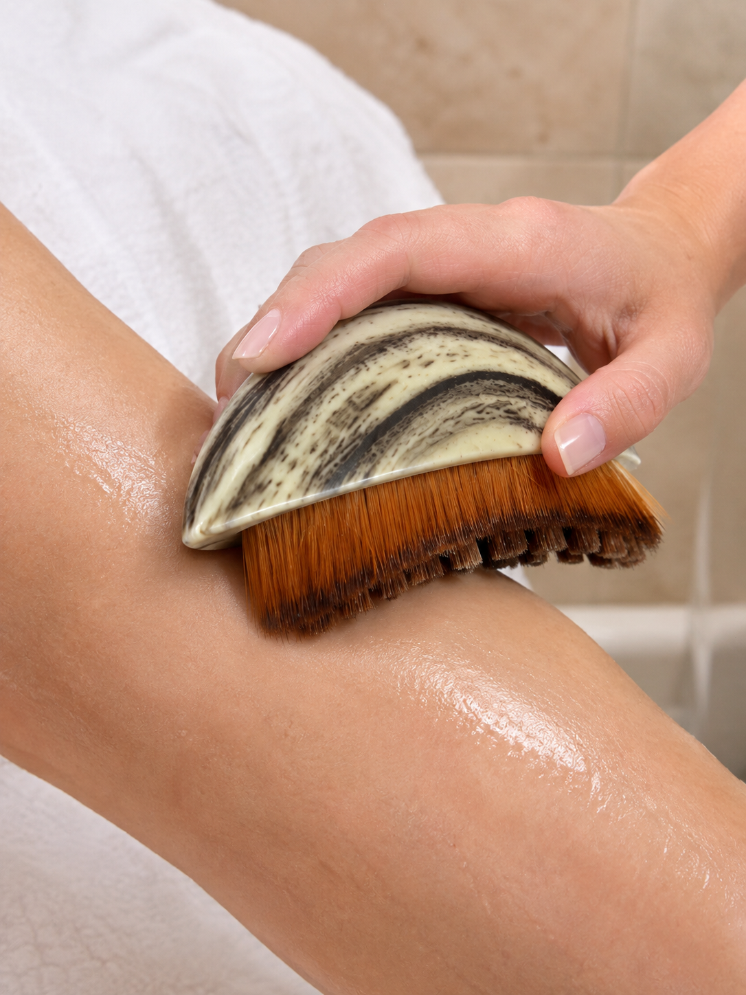 Masaj Fırçası Vücut Temizleme Fırçası Ahşap Desenli Yumuşak Kıllı Banyo Fırçası
