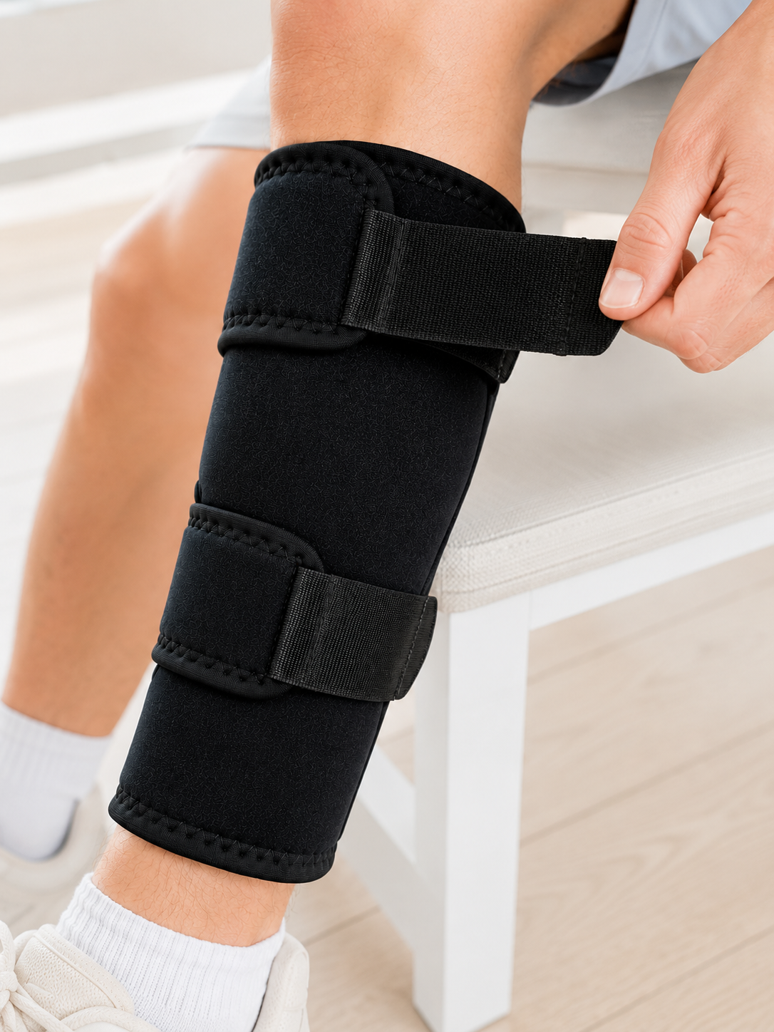 Ayarlanabilir Baldır Desteği Siyah Çift Bantlı Spor ve Yürüyüş Baldırlığı
