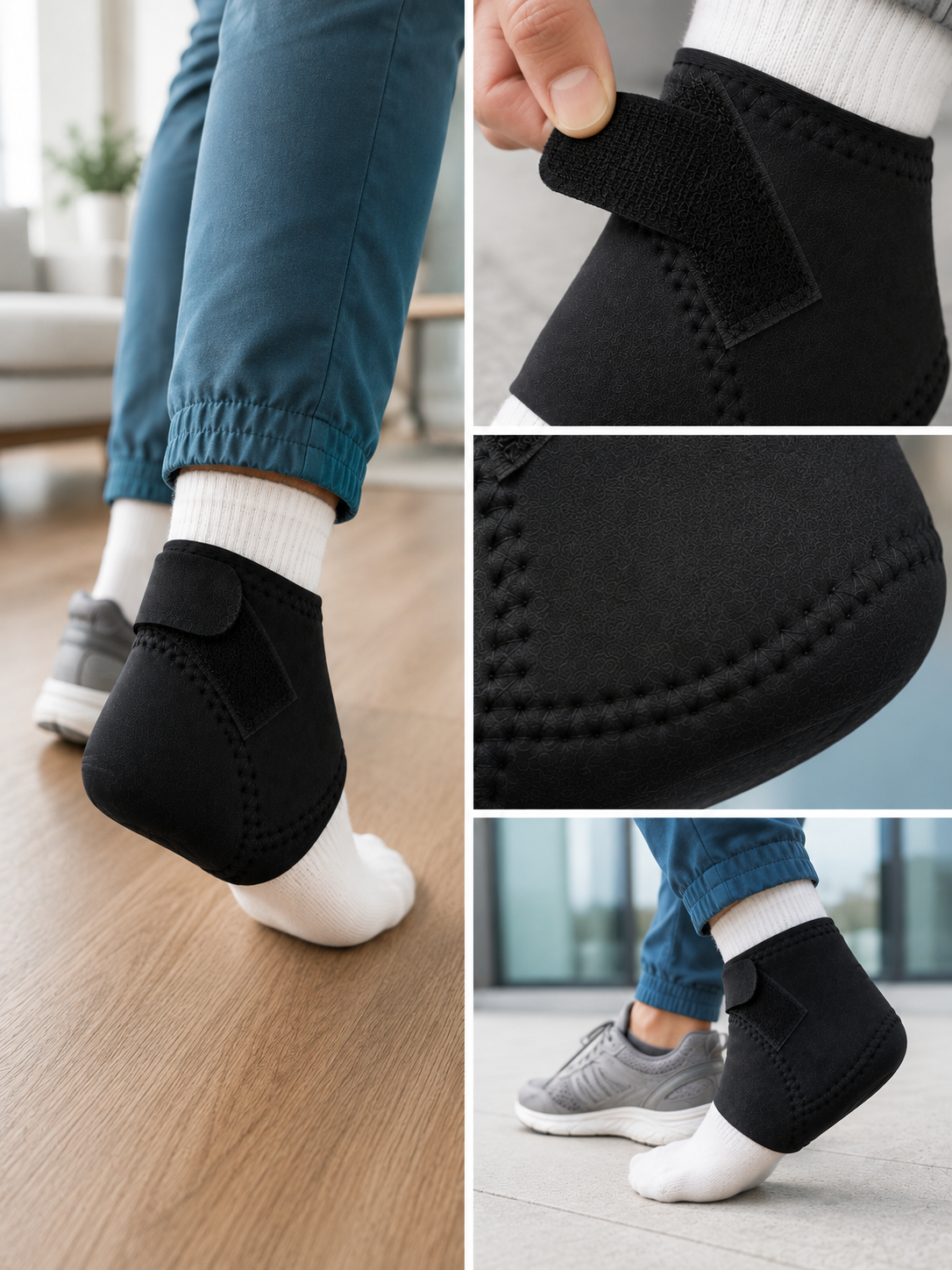 Siyah Topuk Destek Çorabı M Beden 40-45 Ayarlanabilir Cırtlı Rahat Tasarım
