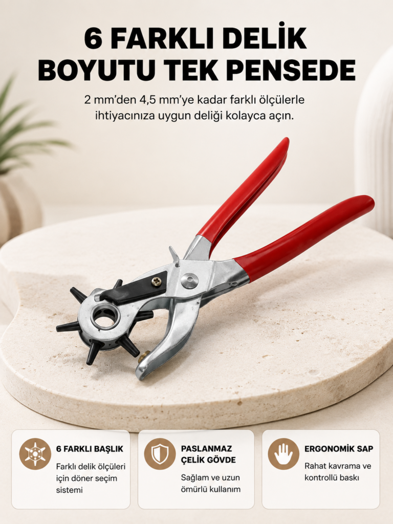 Delme Pensesi 6 Başlıklı Çok Amaçlı Paslanmaz Çelik Ergonomik