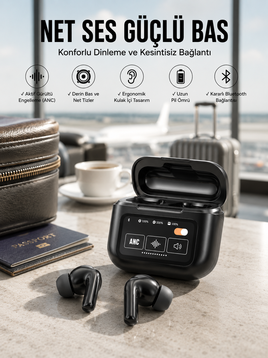 Kablosuz Kulaklık Yeni Nesil Bluetooth Kulaklık ANC Özelliği