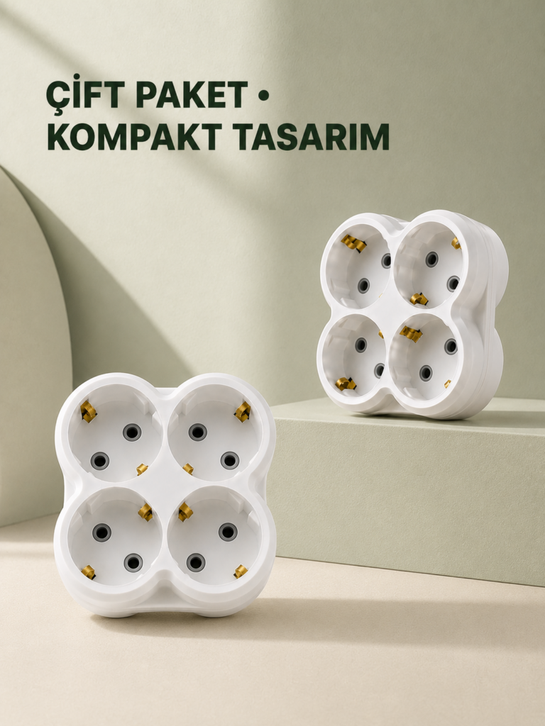 4’lü Priz Çoğaltıcı 2 Adet Set Kablosuz Duvar Tipi Priz Çoklayıcı Adaptör
