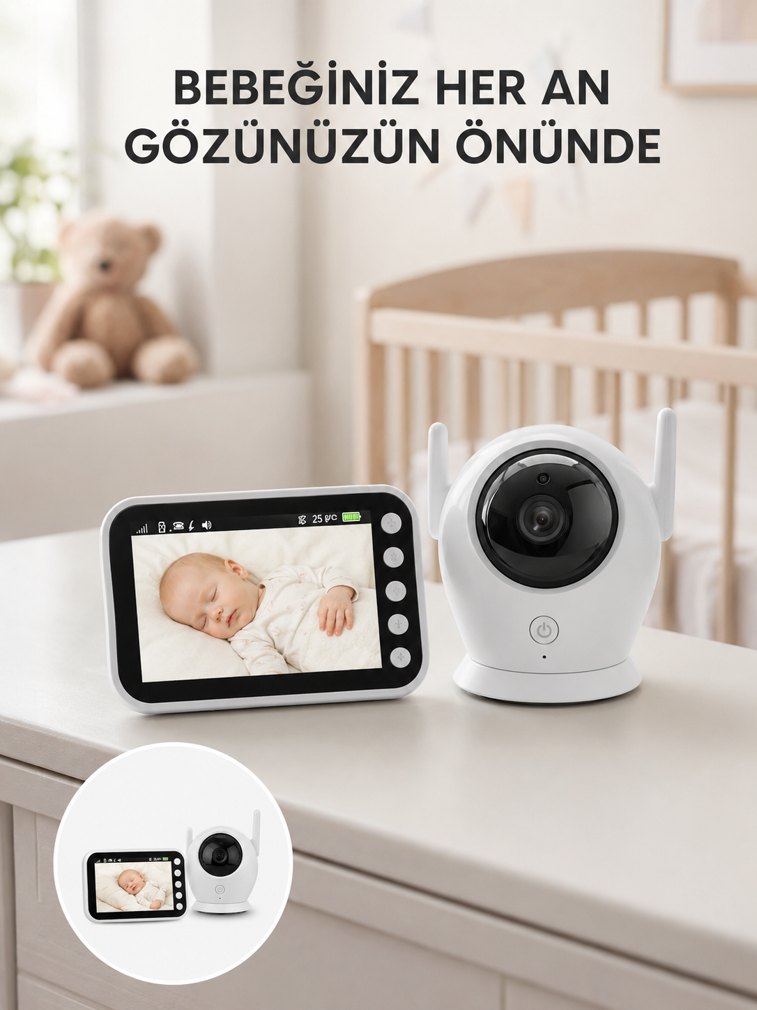 4.5 İnç Ekranlı Gece Görüşlü Bebek Kamerası ve Monitörü Yeni Nesil
