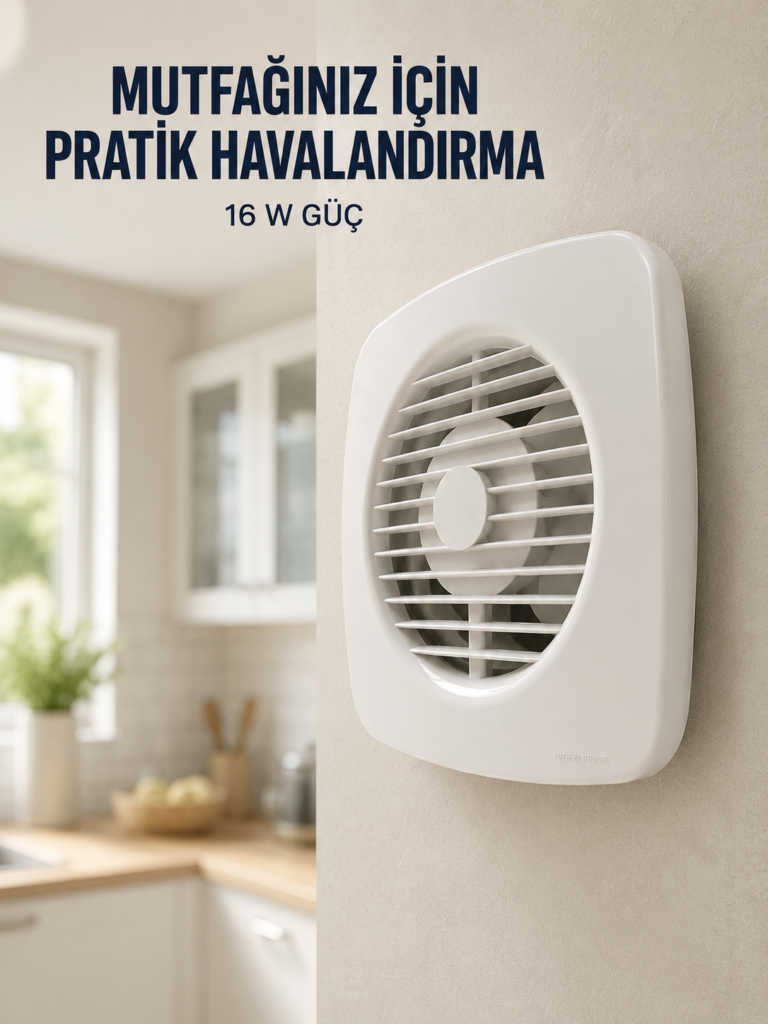 120 mm Havalandırma Fanı 180 m³/h Dekoratif Duvar ve Tavan Tipi Aspiratör