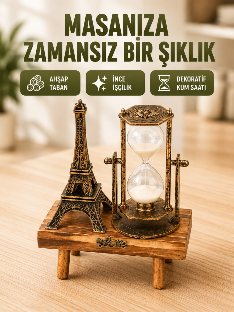 Ev, Ofis ve Kafeler İçin Retro Ahşap Kum Saati Dekorasyonu