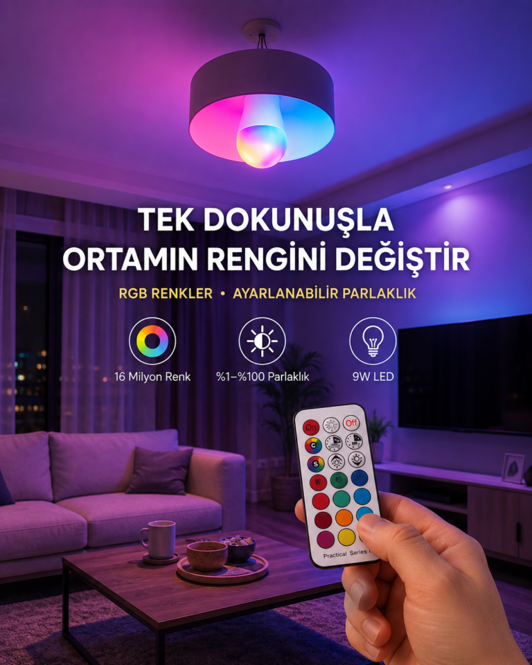 Kumanda Destekli Çok Renkli Akıllı LED Ampul Yeni Nesil