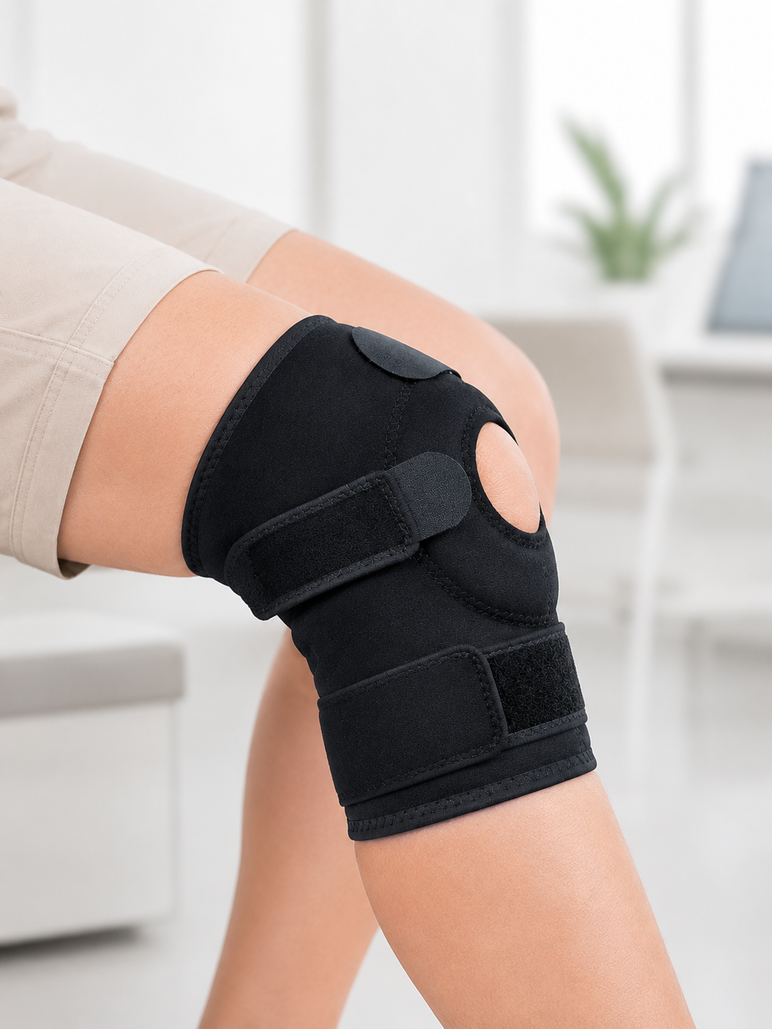 Kısa Diz Desteği Ligamentli Açık Diz Kapağı Cırtlı Ayarlanabilir Dizlik