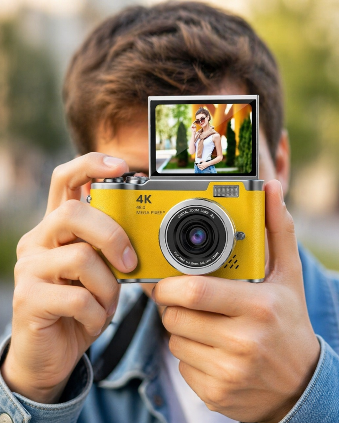48 MP 4K Dijital Kamera Flip Ekranlı Vlog Selfie Çekim Profesyonel Fotoğraf Makinesi