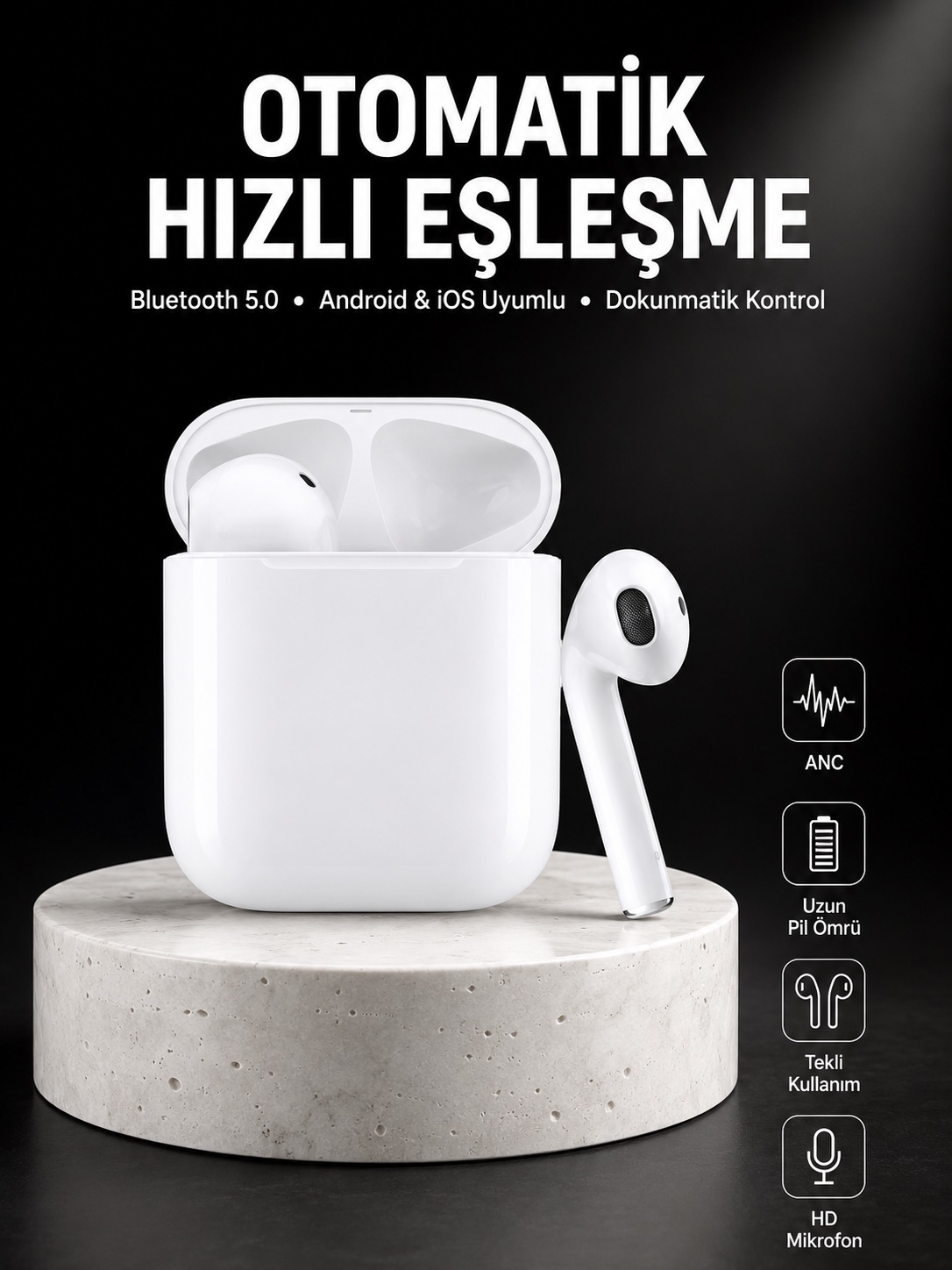 Yeni Nesil Dokunmatik Kontrol Çağrı Cevaplayabilen Kablosuz Bluetooth Kulaklık