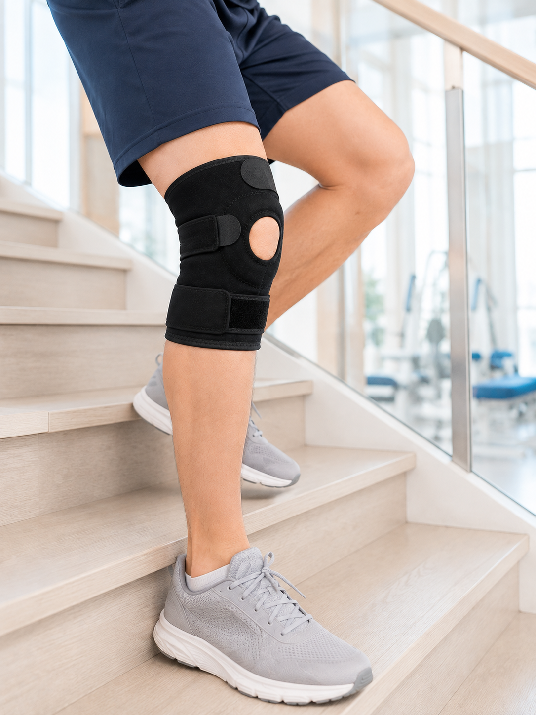 Kısa Diz Desteği Ligamentli Açık Diz Kapağı Cırtlı Ayarlanabilir Dizlik