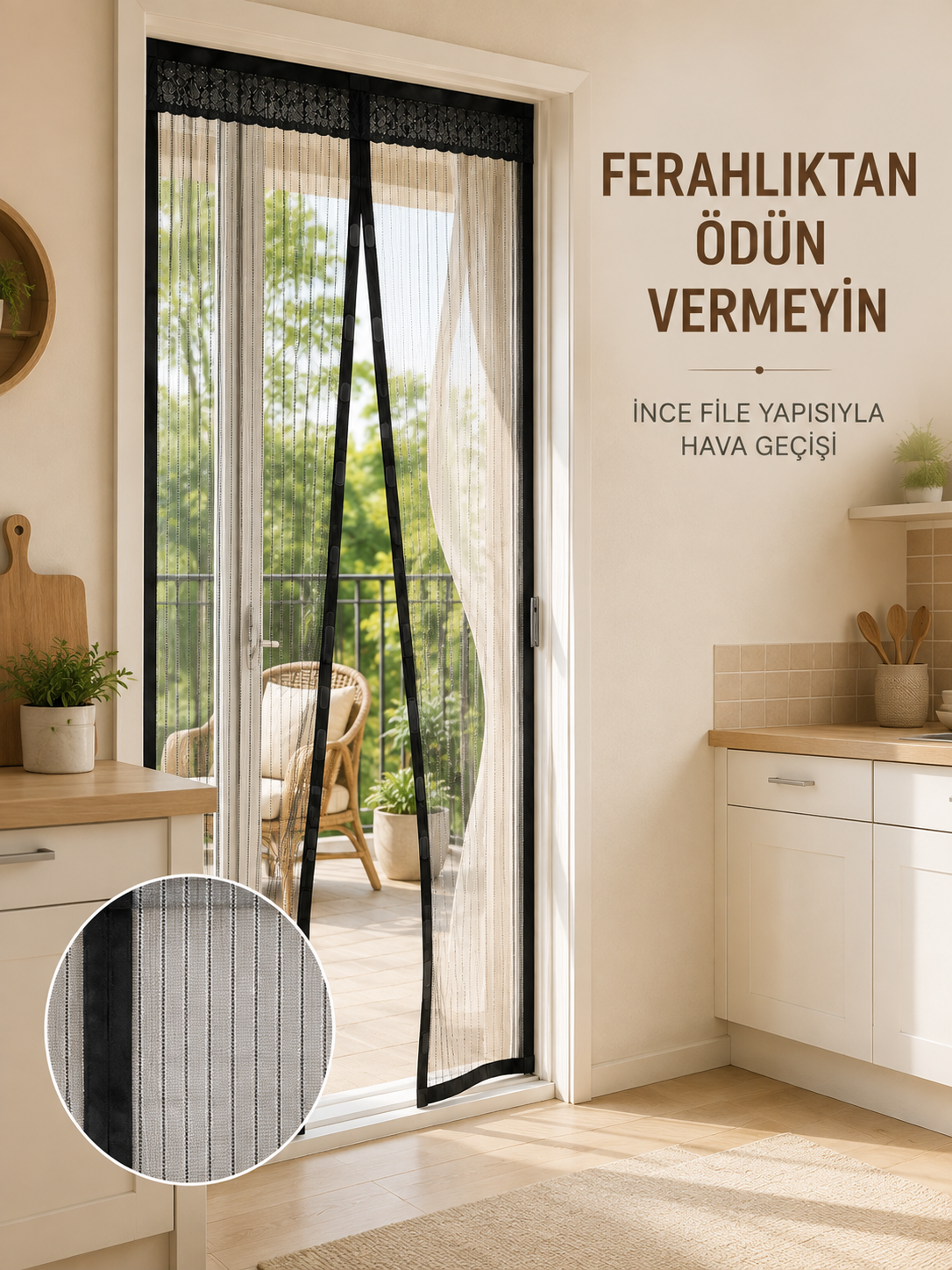 Siyah Mıknatıslı Kapı Sinekliği Sinek ve Böceklere Karşı Koruyucu File