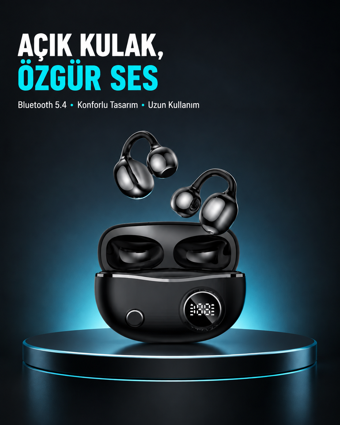 Açık Kulak Bluetooth Kulaklık 5.4 APTX Destekli Ergonomik Tasarım