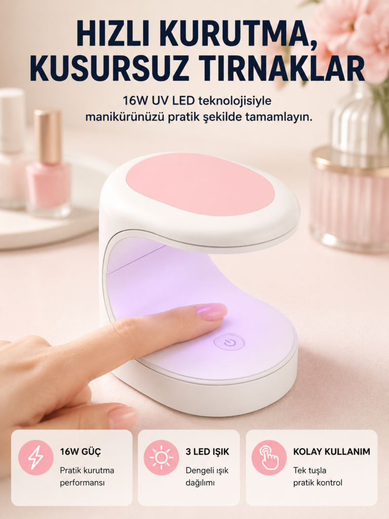Mini Oje Kurutma Cihazı 16W LED UV Hızlı Kurutma Taşınabilir Kompakt Yeni Nesil