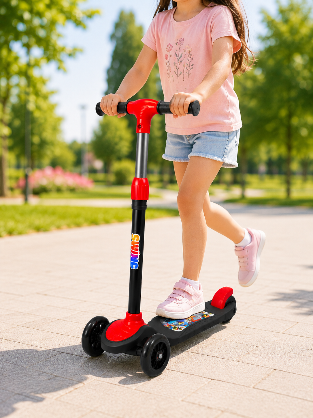 Çocuk Skuteri 3 Tekerlekli Geniş Basma Alanlı Ayarlanabilir Boy Scooter