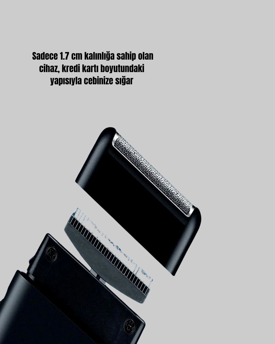 Kompakt Şarjlı Tıraş Makinesi Çift Yönlü Bıçaklı 45 Dakika Kullanım Süreli
