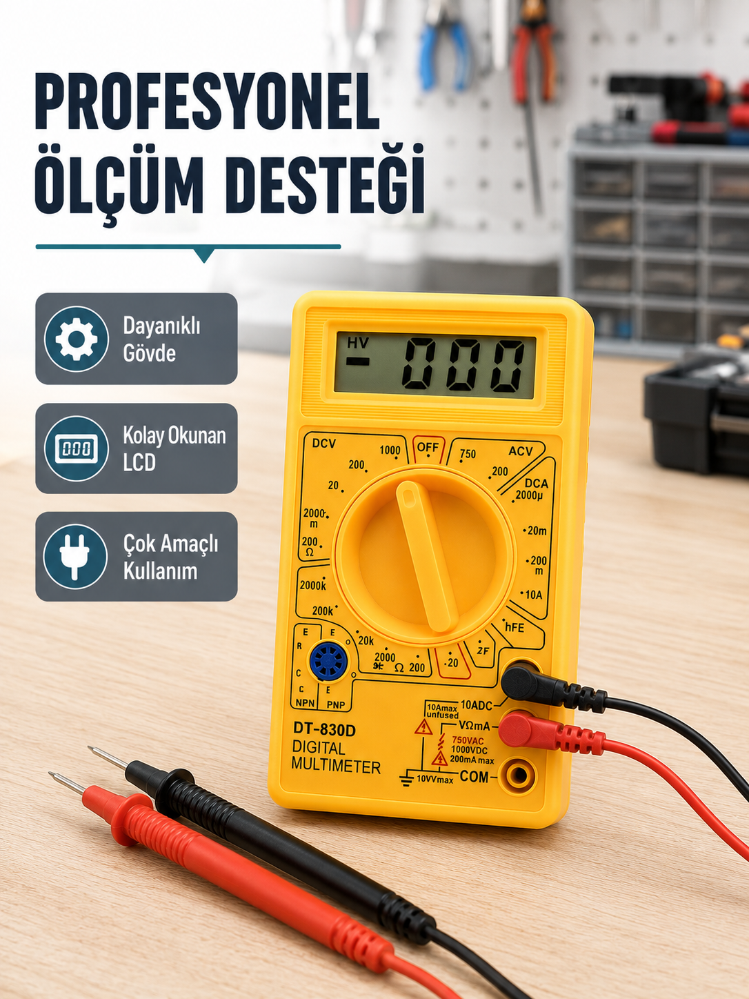 Dijital Multimetre Ölçü Aleti AC DC Ölçüm ve LCD Ekranlı Yeni Nesil