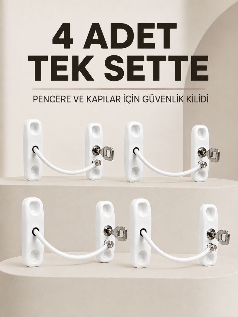 Anahtarlı Pencere Emniyet Kilidi 4 Adet Güvenlik Seti