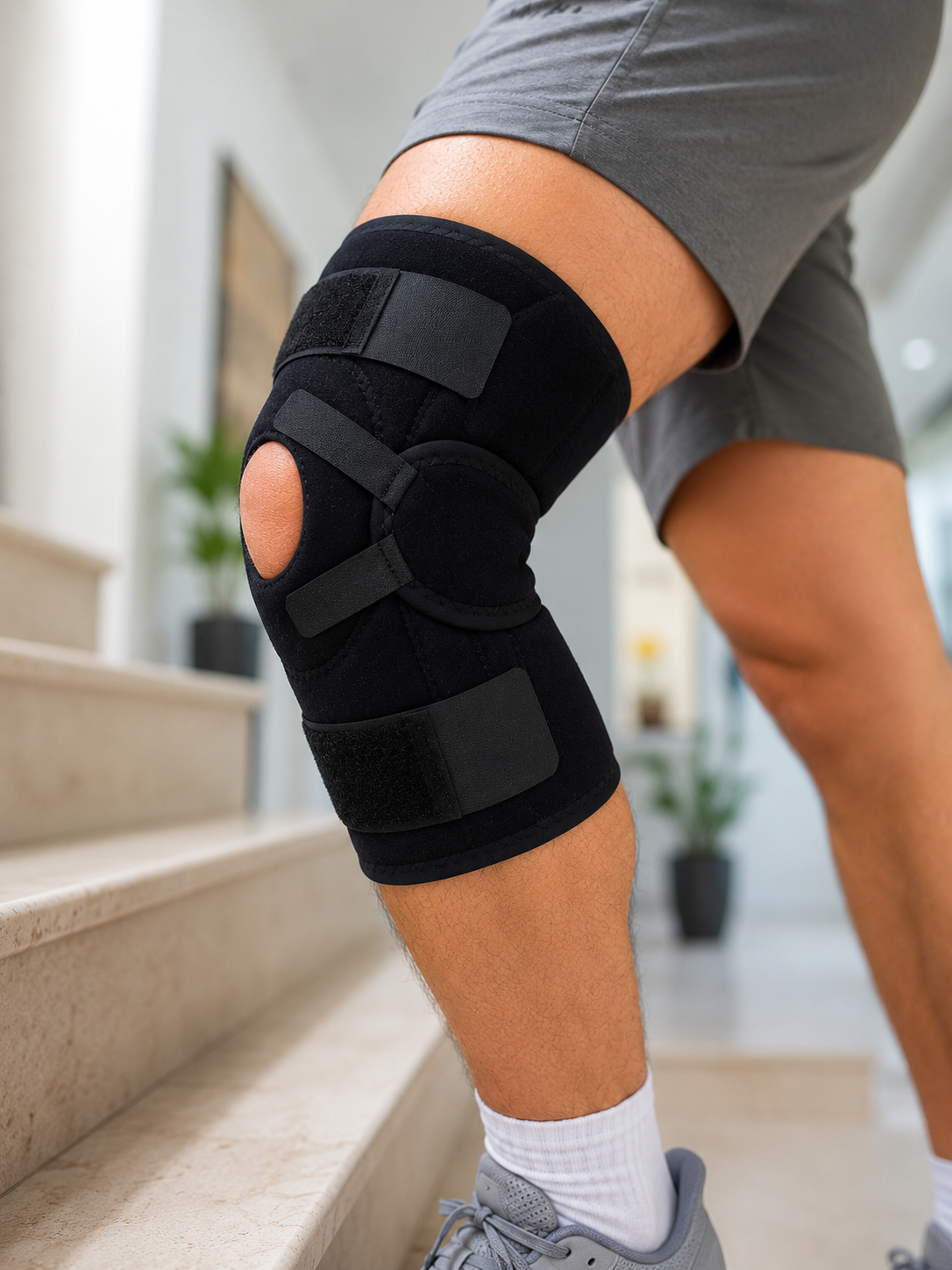Açık Patella Ligamentli Dizlik Yan Destekli Esnek Ayarlanabilir Diz Desteği