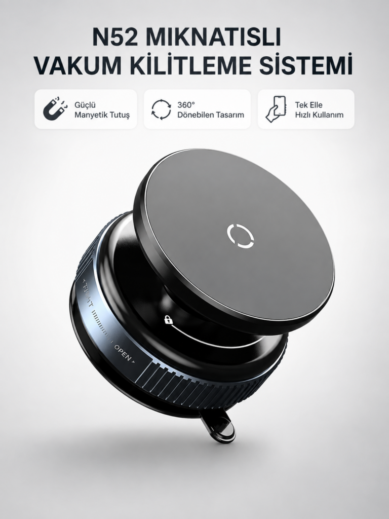 Mıknatıslı Araç Telefon Tutucu Vakum Teknolojili 360° Ayarlanabilir