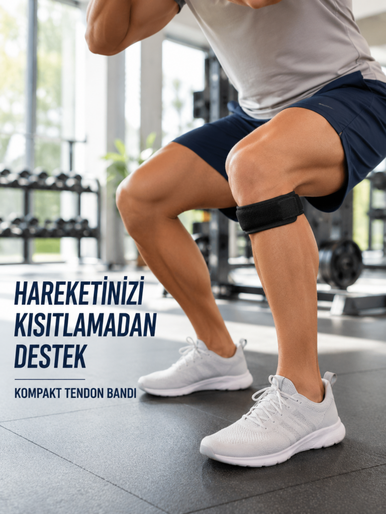Diz Tendon Bandı Ayarlanabilir Cırtlı Sporcu Destek Bandı Siyah