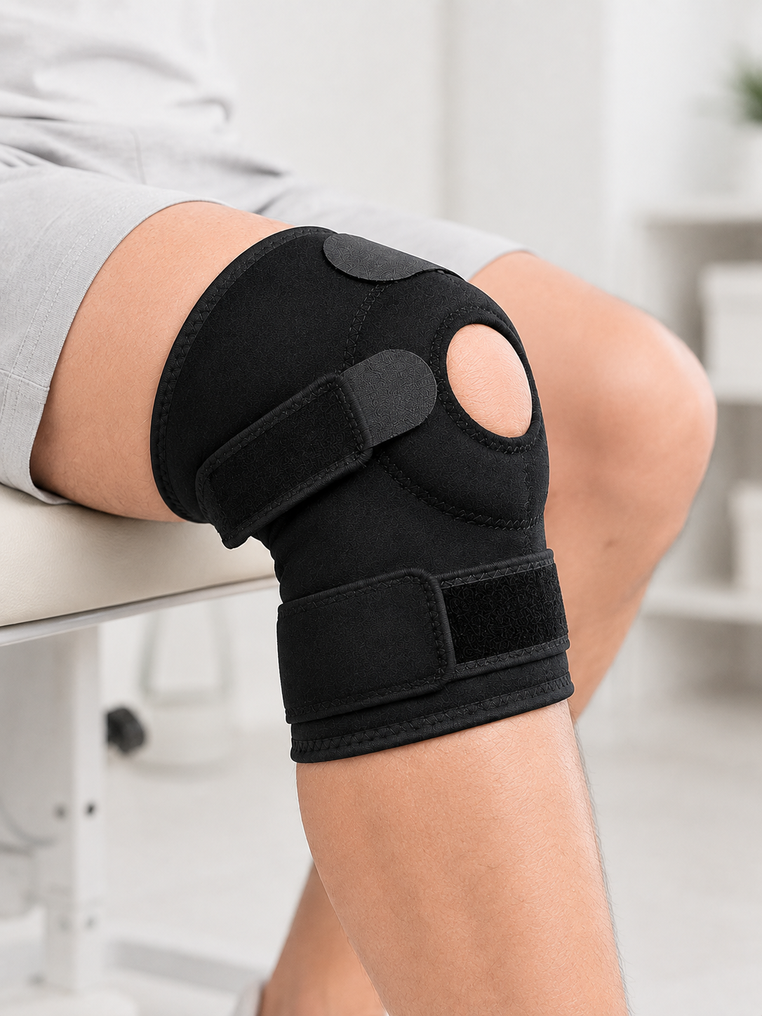 Kısa Diz Desteği Ligamentli Açık Diz Kapağı Cırtlı Ayarlanabilir Dizlik