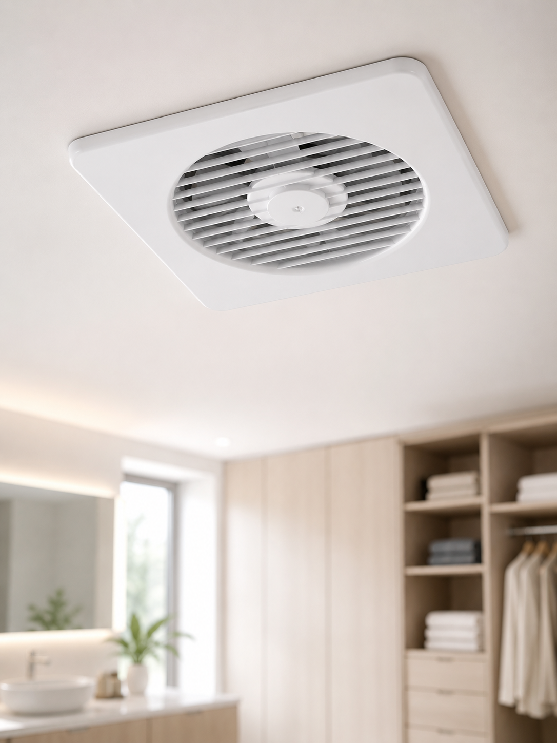 20 W Havalandırma Fanı 150 mm Bağlantı Çapı 20,8 x 20,8 cm Dekoratif Aspiratör