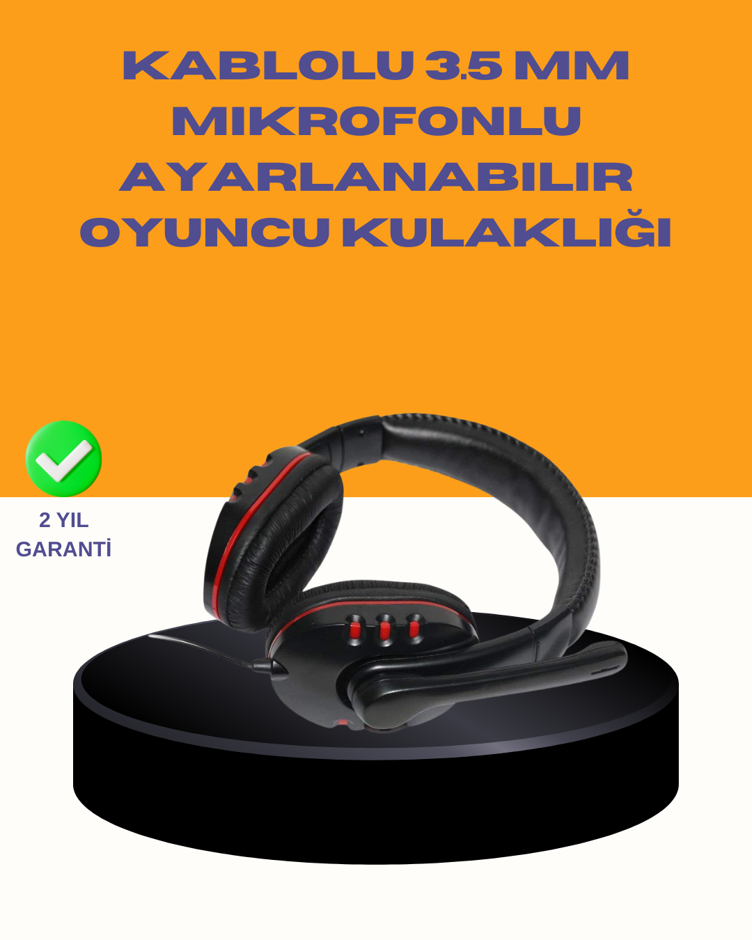 Kırmızı Stereo Kulaklık Yüksek Ses Performansı Dayanıklı Kablo ve Mikrofonlu Tasarım